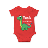 "Little Star's Arrival - Customized Romper With Baby Name, Weight, And Birth Details" - RED - 0 - 3 Months Old (Chest 16")