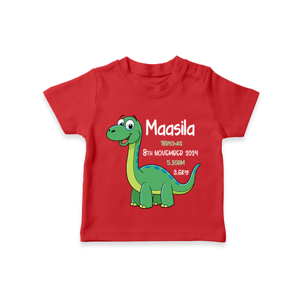 "Little Star's Arrival - Customized T-shirt With Baby Name, Weight, And Birth Details" - RED - 0-5 Months Old (Chest 17")