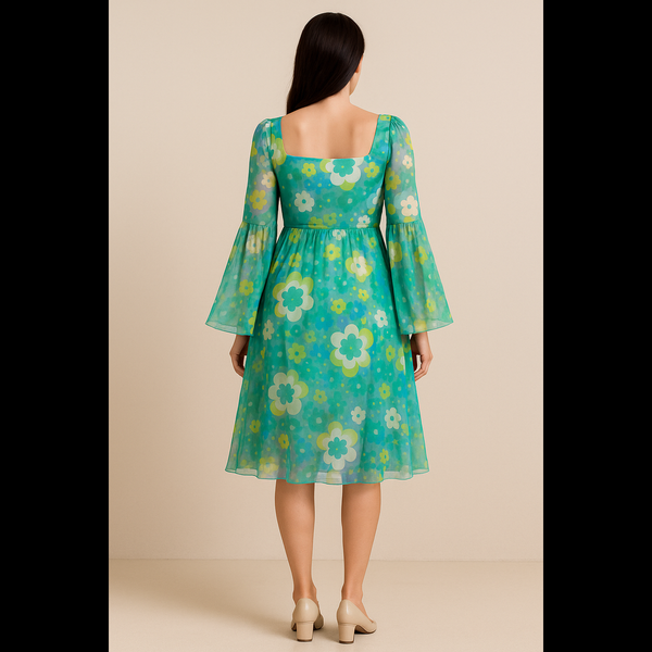 Blissful Bloom Dress – Blue Green Floral