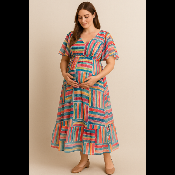 Rainbow Striped  Maxi Dress