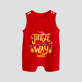 Jingle All The Way - Customized Christmas Themed Romper Suit For Babies - RED - 0 - 5 Months Old (Chest 18")