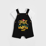 Jingle All The Way - Customized Christmas Themed Dungaree Set For Kids - BLACK - 0 - 5 Months Old (Chest 18")