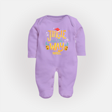 Jingle All The Way - Customized Christmas Themed Sleep Suit For Babies - LILAC - New Born (Chest 7.5")