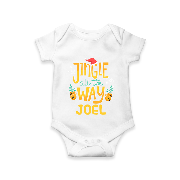 Jingle All the Way Romper | Personalized Baby Christmas Outfit - WHITE - New Born (Chest 14")