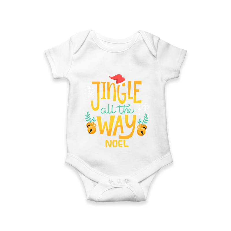 Jingle All The Way - Customized Christmas Themed Romper For Babies - WHITE - 0 - 3 Months Old (Chest 16")