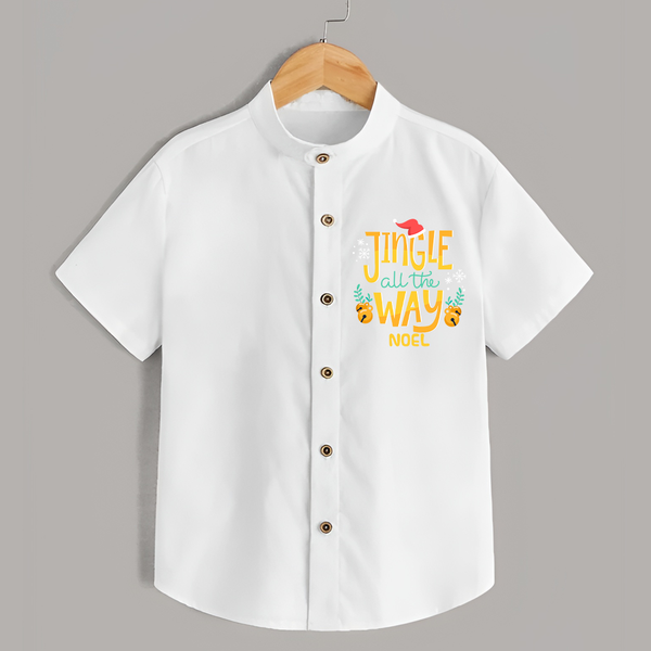 Jingle All The Way - Customized Christmas Themed Shirt For Kids - WHITE - 0 - 6 Months Old (Chest 23")