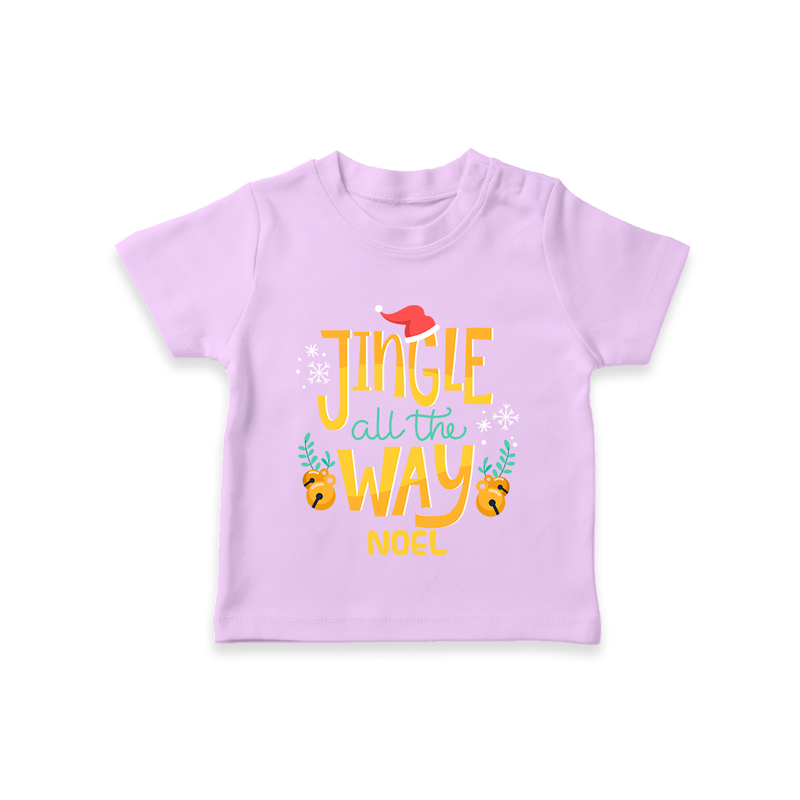 Jingle All The Way - Customized Christmas Themed T-Shirt For Kids - LILAC - 0-5 Months Old (Chest 17")