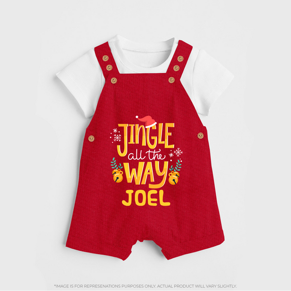 Jingle All the Way Dungaree Set | Personalized Baby Christmas Outfit - RED - 0 - 5 Months Old (Chest 18")