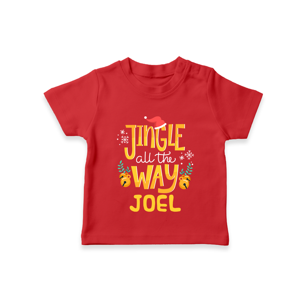 Jingle All the Way T-Shirt | Personalized Baby Christmas Outfit - RED - 0-5 Months Old (Chest 17")