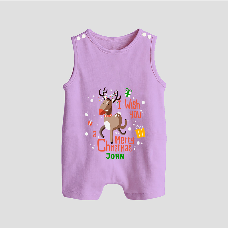 I Wish You A Merry Christmas - Customized Christmas Themed Romper Suit For Babies - LILAC - 0 - 5 Months Old (Chest 18")