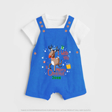 I Wish You A Merry Christmas - Customized Christmas Themed Dungaree Set For Kids - COBALT BLUE - 0 - 5 Months Old (Chest 18")