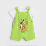 I Wish You A Merry Christmas - Customized Christmas Themed Dungaree Set For Kids - GREEN - 0 - 5 Months Old (Chest 18")