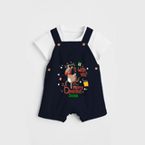 I Wish You A Merry Christmas - Customized Christmas Themed Dungaree Set For Kids - NAVY BLUE - 0 - 5 Months Old (Chest 18")