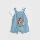 I Wish You A Merry Christmas - Customized Christmas Themed Dungaree Set For Kids - SKY BLUE - 0 - 5 Months Old (Chest 18")