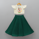 I Wish You A Merry Christmas - Customized Christmas Themed Crop Top And Skirt For Kids - BOTTLE GREEN - 6 - 9 Months Old (Chest 20" , Frock Waist 20")