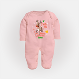 I Wish You A Merry Christmas - Customized Christmas Themed Sleep Suit For Babies - BABY PINK - New Born (Chest 7.5")