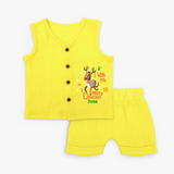 I Wish You A Merry Christmas - Customized Christmas Themed Jabla Set For Kids - YELLOW - 0 - 3 Months Old (Chest 9.8")