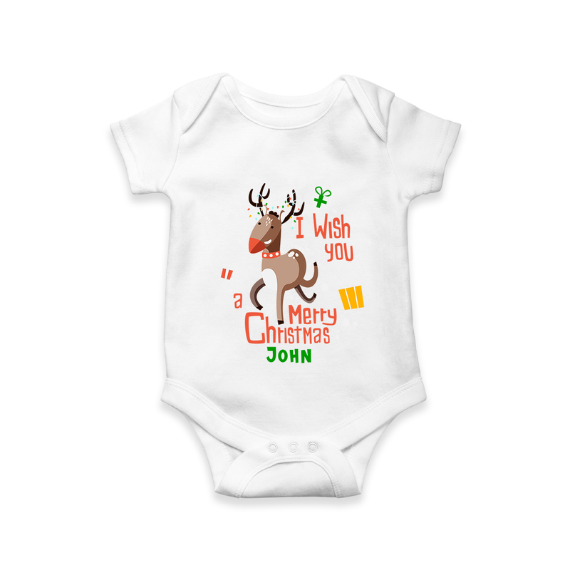 I Wish You A Merry Christmas - Customized Christmas Themed Romper For Babies - WHITE - 0 - 3 Months Old (Chest 16")