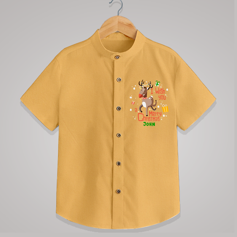 I Wish You A Merry Christmas - Customized Christmas Themed Shirt For Kids - PASTEL YELLOW - 0 - 6 Months Old (Chest 23")