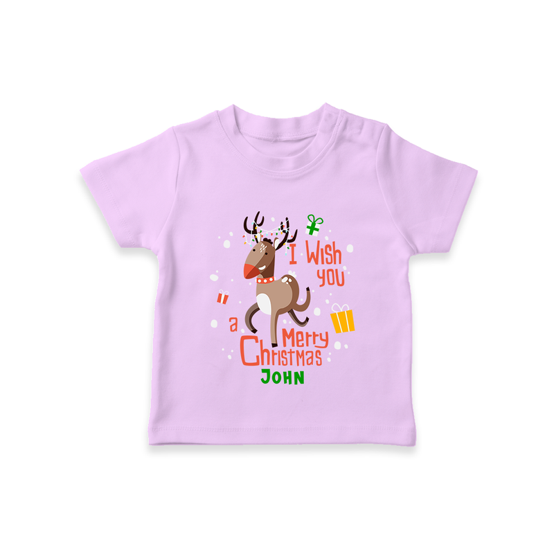 I Wish You A Merry Christmas - Customized Christmas Themed T-Shirt For Kids - LILAC - 0-5 Months Old (Chest 17")