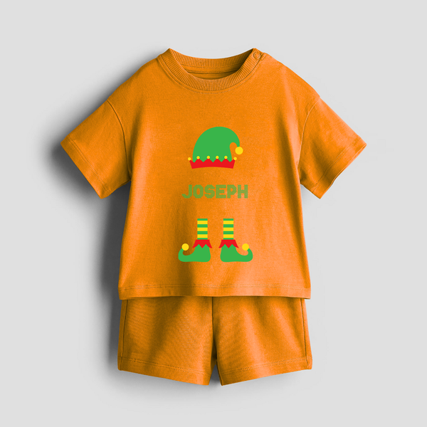 Merry Christmas - Customized Christmas Themed Co-ord Set For Kids - TANGERINE - 0-5 months old  (Chest 18")