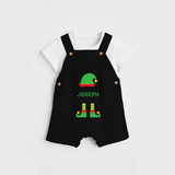 Merry Christmas - Customized Christmas Themed Dungaree Set For Kids - BLACK - 0 - 5 Months Old (Chest 18")