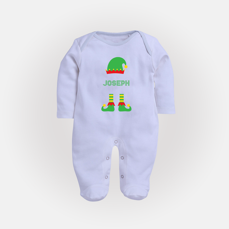 Merry Christmas - Customized Christmas Themed Sleep Suit For Babies - BABY BLUE - New Born (Chest 7.5")