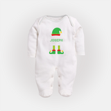 Merry Christmas - Customized Christmas Themed Sleep Suit For Babies - WHITE - New Born (Chest 7.5")