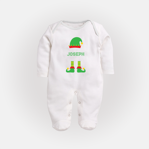 Merry Christmas - Customized Christmas Themed Sleep Suit For Babies - WHITE - New Born (Chest 7.5")