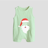 Santa Claus - Customized Christmas Themed Romper Suit For Babies - MINT GREEN - 0 - 5 Months Old (Chest 18")