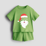 Santa Claus - Customized Christmas Themed Co-ord Set For Kids - KIWI GREEN - 0-5 months old  (Chest 18")