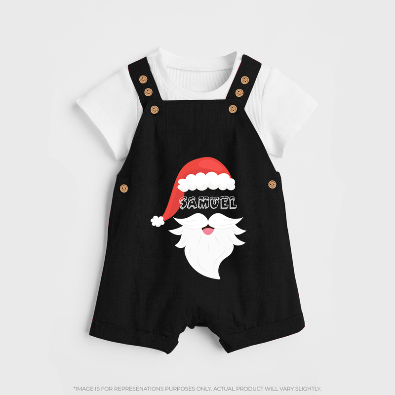 Santa Claus - Customized Christmas Themed Dungaree Set For Kids - BLACK - 0 - 5 Months Old (Chest 18")