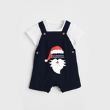 Santa Claus - Customized Christmas Themed Dungaree Set For Kids - NAVY BLUE - 0 - 5 Months Old (Chest 18")