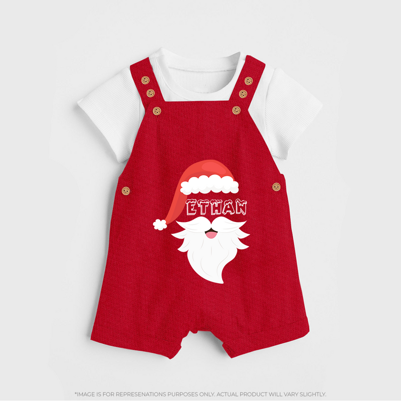 Santa Claus Dungaree Set | Custom Baby Dungaree Set for Holiday Cheer - RED - 0 - 5 Months Old (Chest 18")
