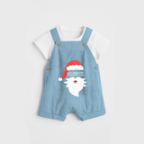 Santa Claus - Customized Christmas Themed Dungaree Set For Kids - SKY BLUE - 0 - 5 Months Old (Chest 18")