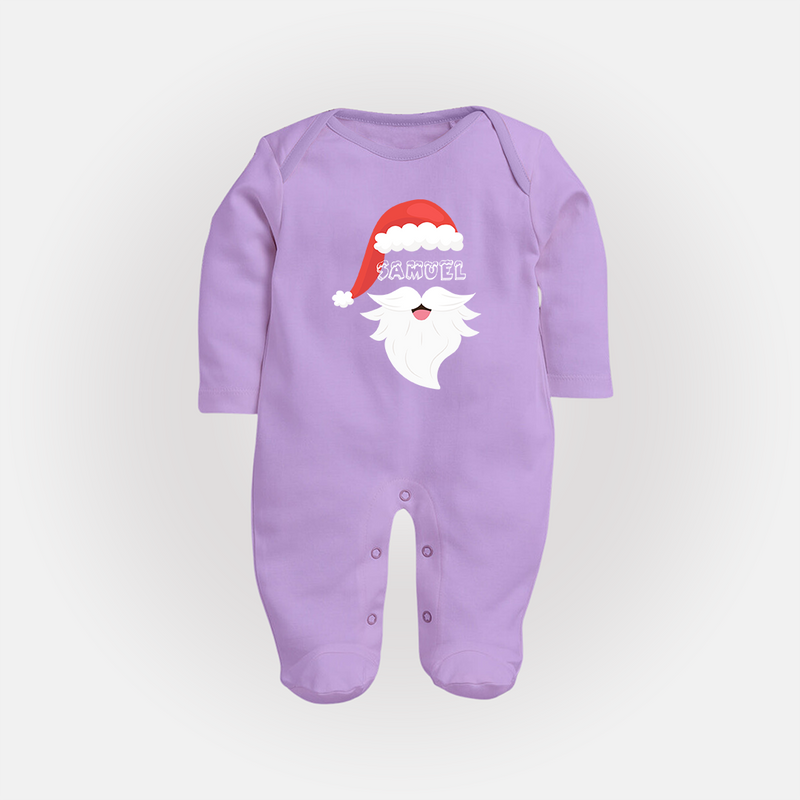 Santa Claus - Customized Christmas Themed Sleep Suit For Babies - LILAC - New Born (Chest 7.5")