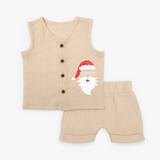 Santa Claus - Customized Christmas Themed Jabla Set For Kids - CREAM - 0 - 3 Months Old (Chest 9.8")