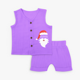 Santa Claus - Customized Christmas Themed Jabla Set For Kids - PURPLE - 0 - 3 Months Old (Chest 9.8")