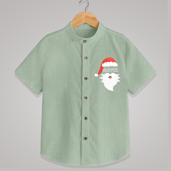 Santa Claus - Customized Christmas Themed Shirt For Kids - MINT GREEN - 0 - 6 Months Old (Chest 23")