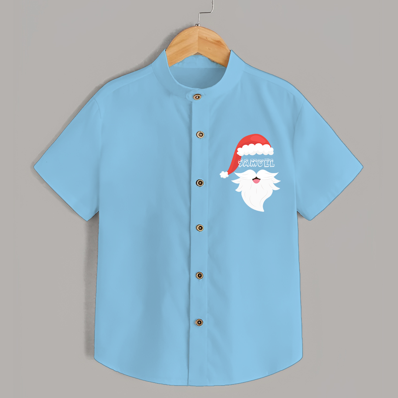 Santa Claus - Customized Christmas Themed Shirt For Kids - SKY BLUE - 0 - 6 Months Old (Chest 23")