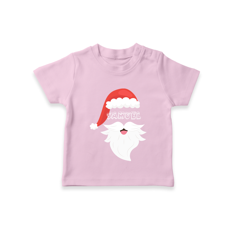 Santa Claus - Customized Christmas Themed T-Shirt For Kids - PINK - 0-5 Months Old (Chest 17")