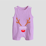 Antler Edition - Customized Christmas Themed Romper Suit For Babies - LILAC - 0 - 5 Months Old (Chest 18")