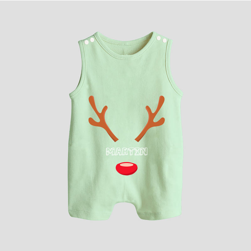 Antler Edition - Customized Christmas Themed Romper Suit For Babies - MINT GREEN - 0 - 5 Months Old (Chest 18")