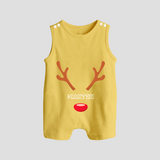 Antler Edition - Customized Christmas Themed Romper Suit For Babies - PASTEL YELLOW - 0 - 5 Months Old (Chest 18")