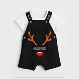 Antler Edition - Customized Christmas Themed Dungaree Set For Kids - BLACK - 0 - 5 Months Old (Chest 18")