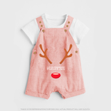 Antler Edition - Customized Christmas Themed Dungaree Set For Kids - PEACH - 0 - 5 Months Old (Chest 18")