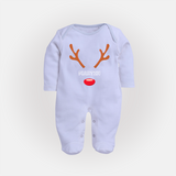 Antler Edition - Customized Christmas Themed Sleep Suit For Babies - BABY BLUE - New Born (Chest 7.5")