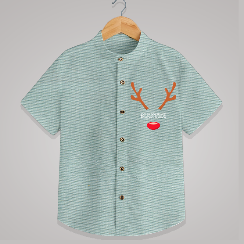 Antler Edition - Customized Christmas Themed Shirt For Kids - ARCTIC BLUE - 0 - 6 Months Old (Chest 23")