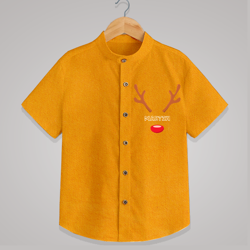 Antler Edition - Customized Christmas Themed Shirt For Kids - CHROME YELLOW - 0 - 6 Months Old (Chest 23")