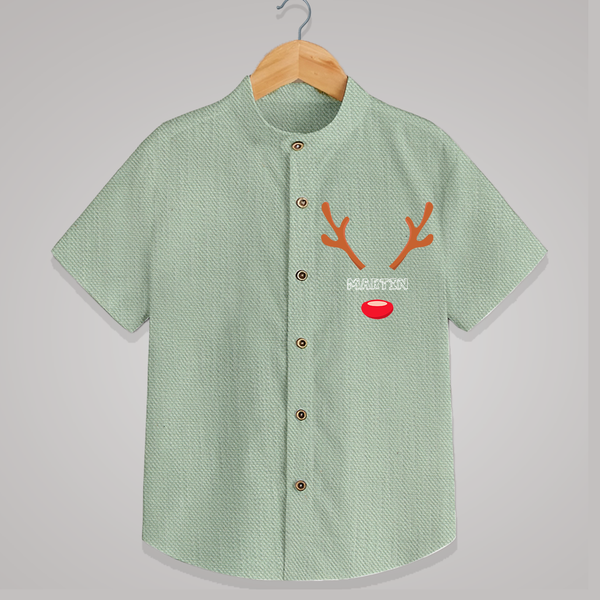 Antler Edition - Customized Christmas Themed Shirt For Kids - MINT GREEN - 0 - 6 Months Old (Chest 23")